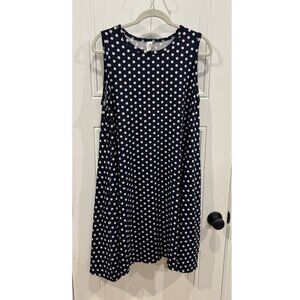 Honey & Lace XL Sunnyvale Dress Navy Blue White Polka Dots & pockets RUNS BIG